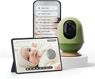 Smart Baby Camera Monitor 3K HD with No Subscription, Night Vision, 360° AI Detection, Two-Way Audio Monitor Includes Local Storage Card, Wireless WiFi Baby Monitor with Power-supportable Stand