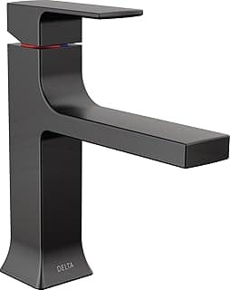 Delta Faucet Velum Single Hole Bathroom Faucet, Black Bathroom Sink Faucet, Single Handle Bathroom Faucet, Bath Faucet, Pop-Up Drain Assembly, Matte Black 537-BLMPU-DST