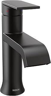 Moen Genta LX Matte Black One-Handle Modern Bathroom Sink Faucet with Optional Deckplate and Low-Arc Spout for Bath Countertop, 6702BL