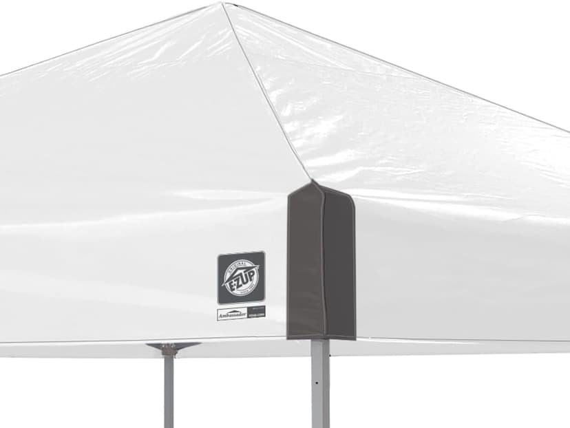 E-Z UP Ambassador Instant Pop Up Canopy Tent, 10' x 10', Roller Bag and 4 Piece Spike Set, Slate White