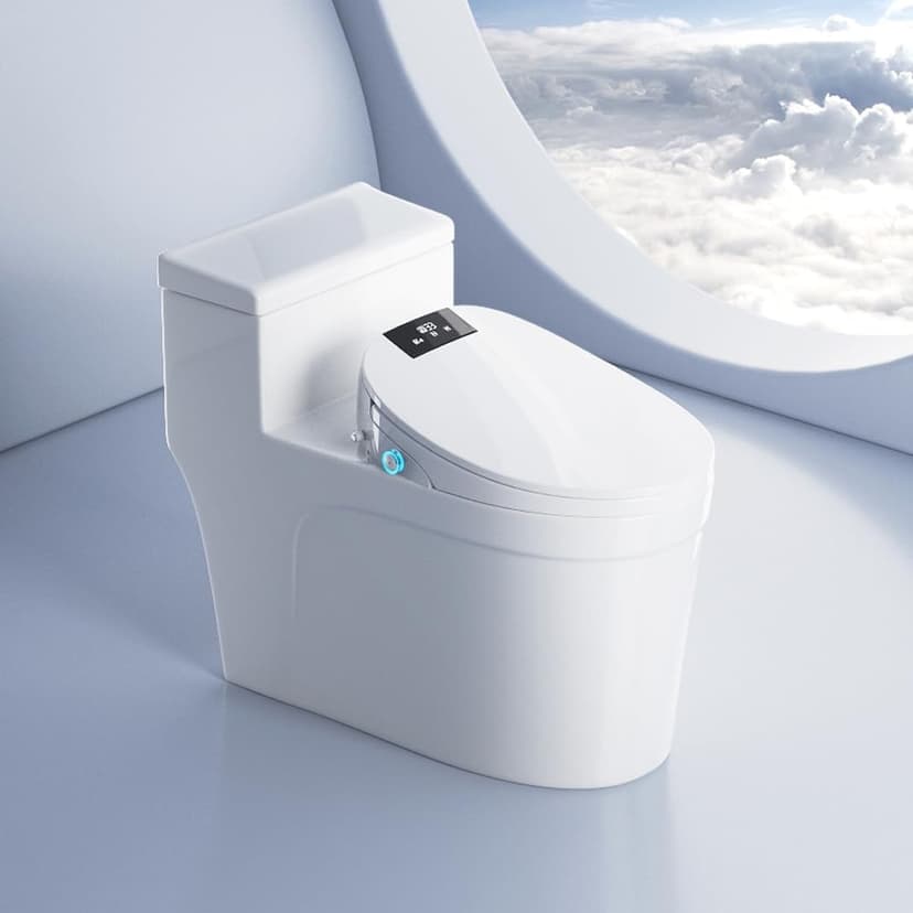 Electric Bidet Toilet Seat Elongated, Heated Toilet Seat, Instant Warm Water, Warm Air Dryer, Rear Feminine and Oscillating Washing, Wireless Remote, Night Light, Slow Close Lid, LED Display