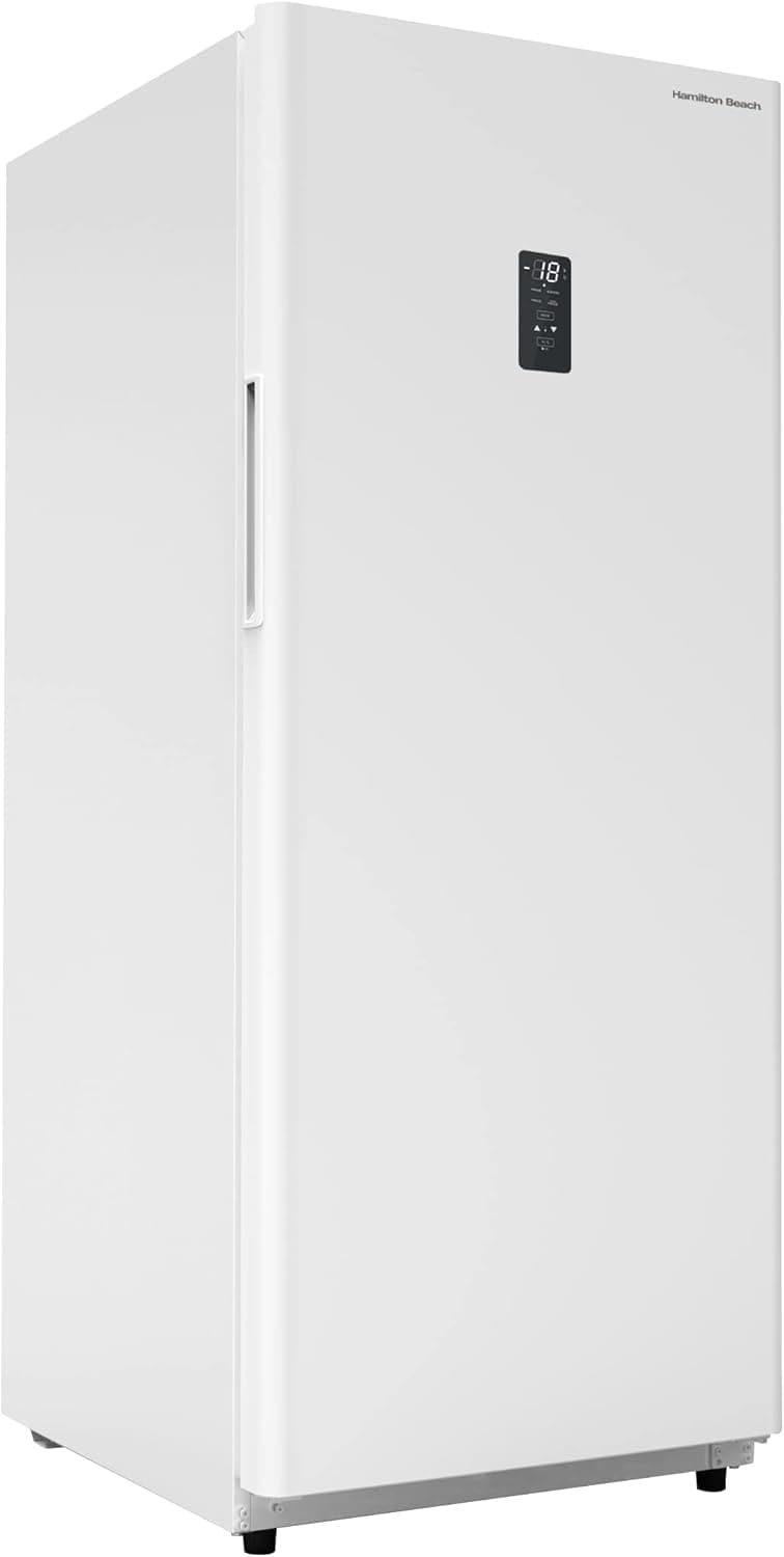 Hamilton Beach HZ8971 17 cu ft Upright Convertible Fridge/Freezer-Frost Free-Reversible Door-Removable Glass Shelves-LED Interior Light, White