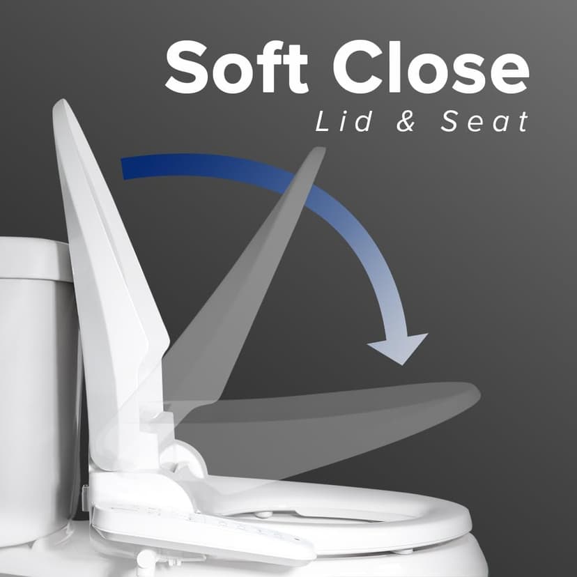 SmartBidet SB-2000WE Electric Bidet Toilet Seat with Heated Seating, Warm Air Dryer, Temperature Control Wash, and Control Panel, Elongated Seating