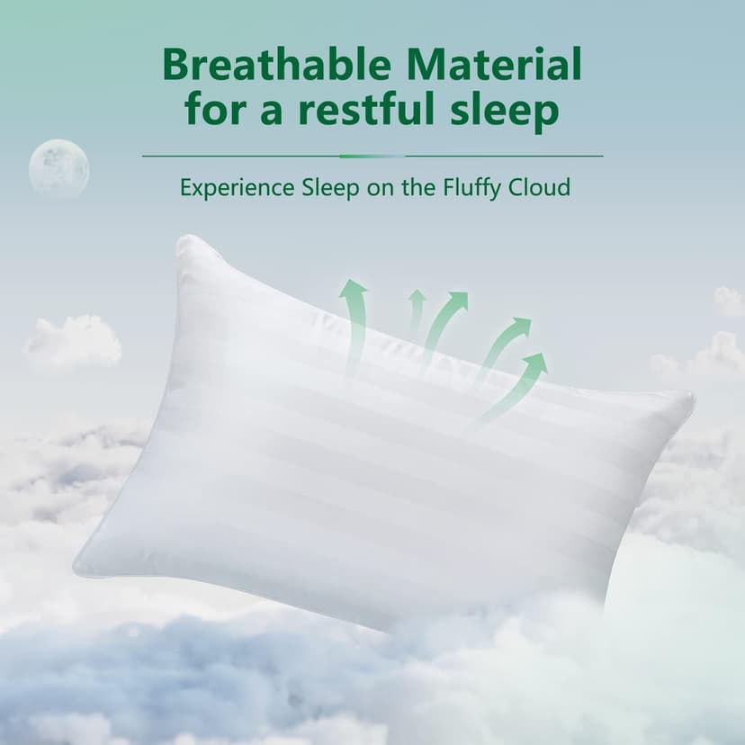 COZSINOOR Bed Pillows for Sleeping Queen Size - Hotel Quality Set of 2 - Breathable Down Alternative Microfiber Filled for Back, Stomach, Side Sleepers, Cooling & Skin-Friendly