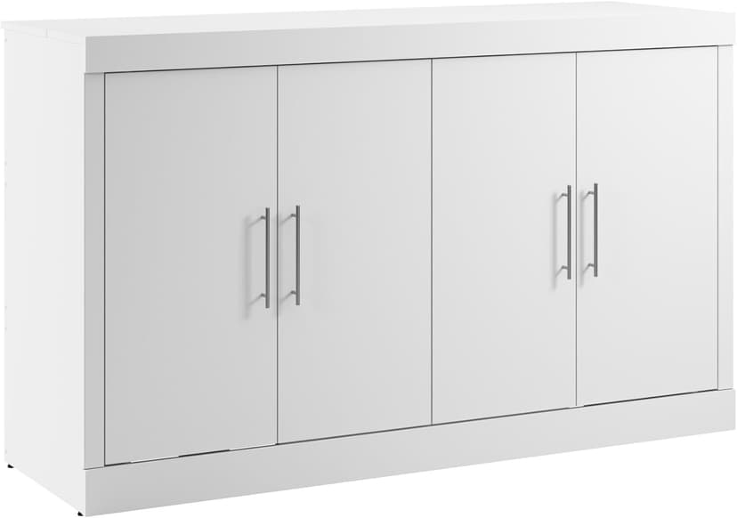 Bestar Nebula 75W Queen Size Murphy Cabinet Bed with Mattress in White, 75-inch Space-Saving Sleeping Arrangement for Multipurpose Guest Room or Home Office