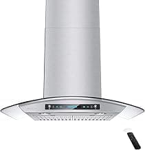 IKTCH 30-inch Wall Mount Range Hood Tempered Glass 900 CFM, Kitchen Chimney Vent Stainless Steel with Gesture Sensing & Touch Control Switch Panel, 2 Pcs Adjustable Lights(IKP03-30)