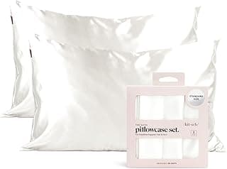 Kitsch Satin Pillowcase with Zipper for Hair & Skin, Softer Than Silk Pillow Cases Queen Size Set of 2, Wrinkle-Free, Smooth and Cooling Satin Pillow Covers, Standard Size 19"x26" - Ivory, 2pcs