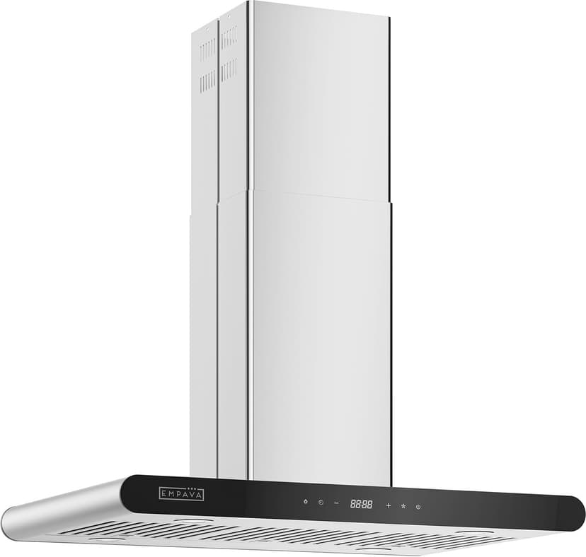 Empava 36 Inch Island Range Vent Hood Ceiling-Mount, Convertible Ducted/Ductless, 3-Speed Touch Control Timer, Stainless Steel Baffle, 4 LED Lights (Charcoal Filters Sold Separately)