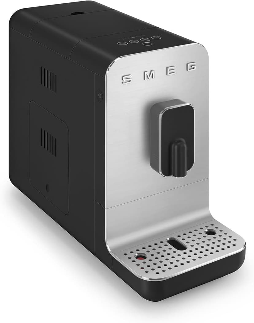 Smeg NEW BCC11BLMUS Fully Automatic Espresso Machine,3 preset buttons for Espresso Cappuccino and Coffee Adjustable Grinder for Whole Beans (Matte Black)