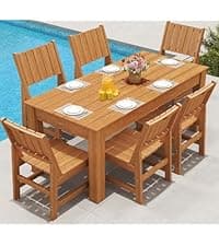 ZHUSI Patio Table and Chairs Set, Outdoor Table and Chairs,HDPE Outdoor Dining Set with Umbrella Hole for Backyard, Poolside