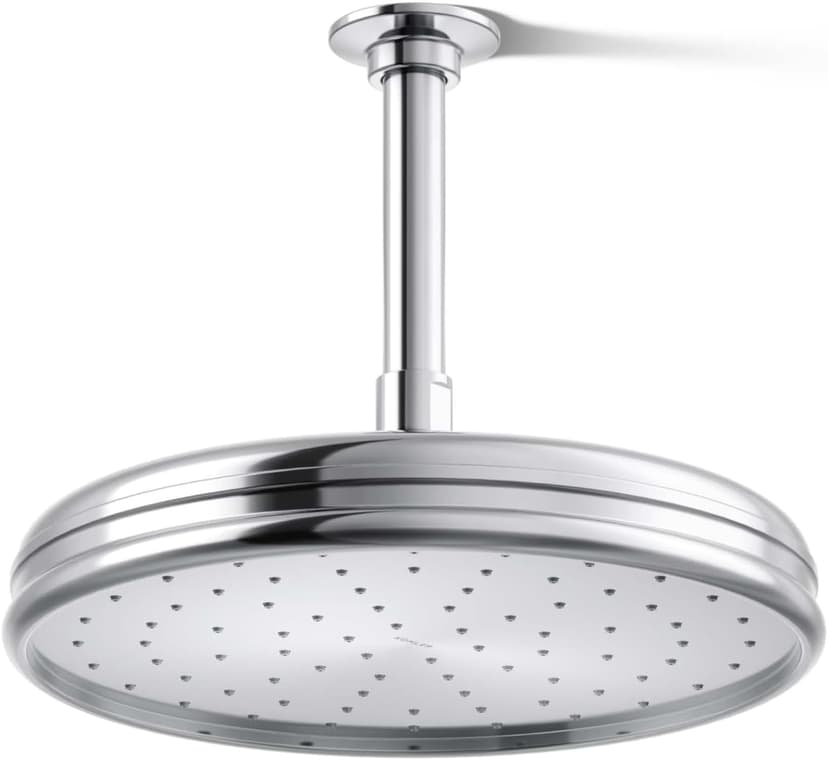 KOHLER 13696-CP 10-inch Single-Function Rainhead, Traditional Rain Shower Head, Round Rainfall Shower Head, 2.5 GPM, Polished Chrome