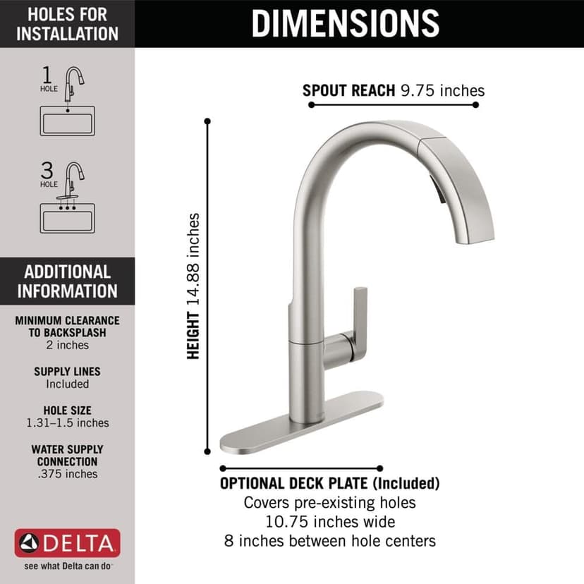 Delta 19824LF-SP Keele Kitchen Faucet, Standard, SpotShield Stainless