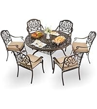 9-Piece Cast Aluminum Patio Furniture, Outdoor Dining Sets for 8 Include 87" Rectangular Patio Dining Table and 8 Stackable Chairs with Cushions & Umbrella Hole (Bronze)