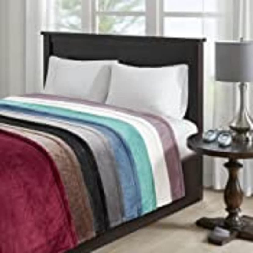 Beautyrest Heated Electric Blanket for Cold Weather, Fast Heating Heated Blanket, Auto Shut Off, Virtually Zero EMF, Multi Heat Setting, UL Certified, Aqua Queen (90 inx84 in)