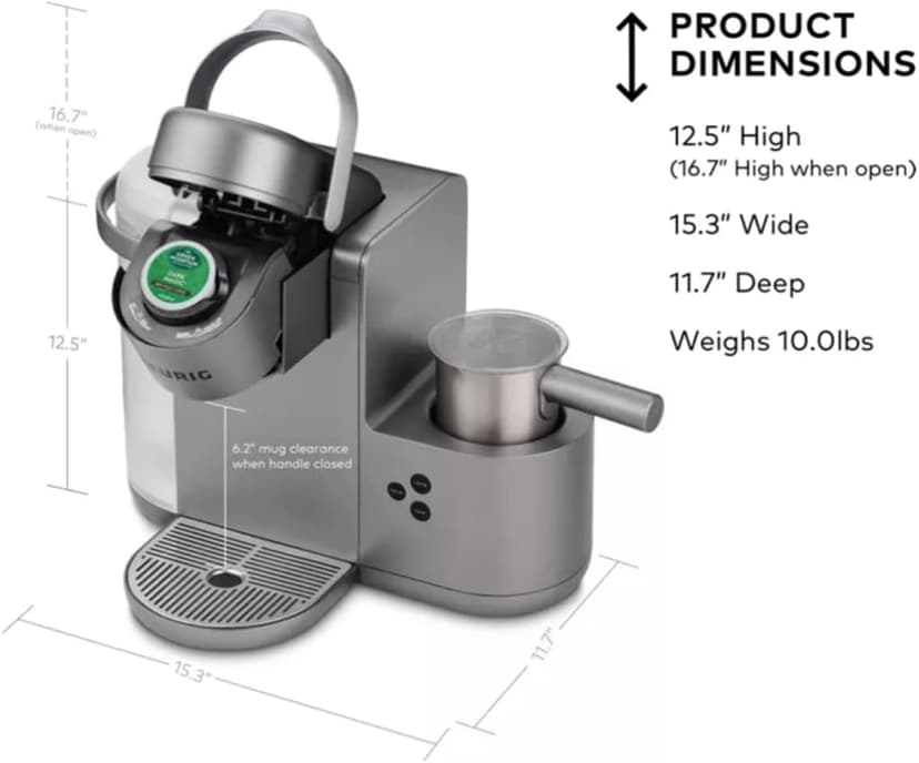 Keurig K-Cafe C Single Serve K-Cup Pod C Latte and Cappuccino Maker, 12, Nickel