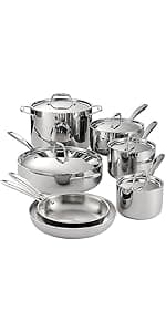 Tramontina Tri-Ply Clad Stainless Steel 12-Piece Cookware Set with Lids, Pots and Pans Kitchen Set, Induction-Ready, Dishwasher-Safe, NSF-Certified, Made in Brazil