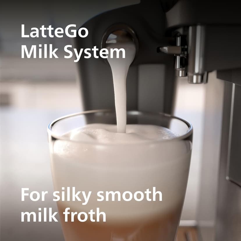 Philips 3200 Series Fully Automatic Espresso Machine, LatteGo Milk Frother, 5 Coffee Varieties, Intuitive Touch Display, 100% Ceramic Grinder, AquaClean Filter, My Coffee Choice, Black (EP3241/54)