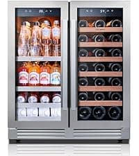 24 Inch Wine Fridge, 54 Bottle Wine Cooler Refrigerator, 40-65°F Wine Refrigerator Glass Door, 3 LED Wine Fridge, Built-in or Freestanding Wine Fridge for Home/Bar/Kitchen (5.65 cu.ft)