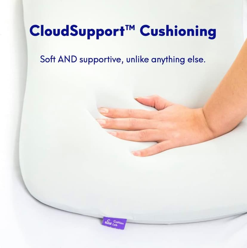 C CUSHION LAB Deep Sleep Pillow, Patented Ergonomic Contour Design for Side & Back Sleepers, Orthopedic Cervical Shape Gently Cradles Head & Provides Neck Support & Shoulder Pain Relief - Calm Grey