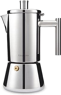 Easyworkz Diego Stovetop Espresso Maker Stainless Steel Italian Coffee Machine Maker 12Cup 17.5 oz Induction Moka Pot