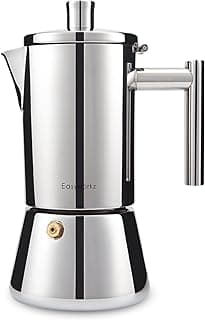 Easyworkz Diego Stovetop Espresso Maker Stainless Steel Italian Coffee Machine Maker 12Cup 17.5 oz Induction Moka Pot