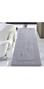 LOCHAS Luxury Bathroom Rug Shaggy Bath Mat 24 x 60 Inch, Washable Non Slip Bath Rugs for Bathroom Shower, Soft Plush Chenille Absorbent Carpets Mats, Gray