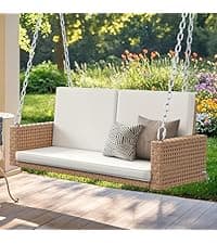 YITAHOME Accent Living Room Egg Chair w/ 2-in-1 Ottoman, Wicker Oversized Basket Chair with 5 Thick Cushions, Footrest, Comfy Recliner Lazy Chair for Indoor, Bedroom, Reading Room, Lounge (Beige)