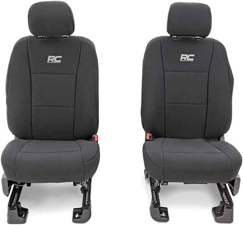 Rough Country Neoprene Seat Covers for Ford F-150 (2015-25), Lightning (2022-24), SuperDuty (2017-25) Crew Cab w/No Rear Arm Rest - Waterproof & UV Resistant, Foam Padded, Front & Rear Set