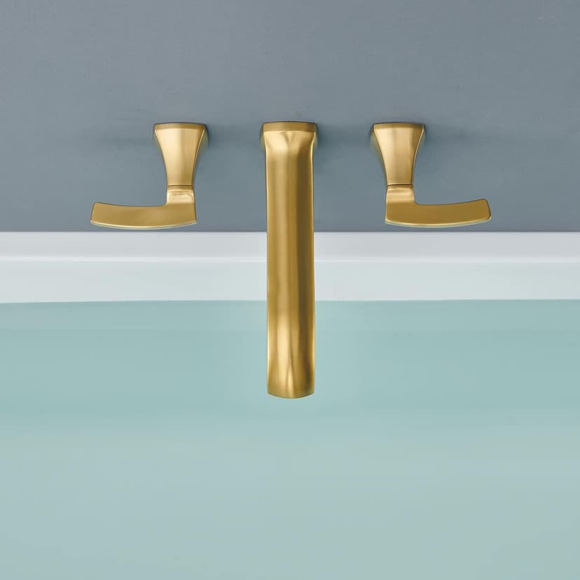 Wall Mount Tub Faucet High Flow Roman Tub Filler Long Spout Reach Brushed Gold Bathtub Faucets with 2 Handles