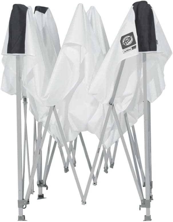 E-Z UP Ambassador Instant Pop Up Canopy Tent, 10' x 10', Roller Bag and 4 Piece Spike Set, Slate White