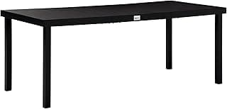 Outsunny 75" x 35" Outdoor Dining Table for 8 People, Rectangular Aluminum Frame Garden Table with All-Weather Faux Wood Top for Garden, Lawn, Patio, Black