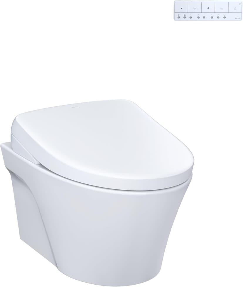 TOTO WASHLET+ AP Wall-Hung Elongated Toilet with S7 Contemporary Bidet Seat and DuoFit In-Wall 0.9 and 1.28 GPF Dual-Flush Tank System, Matte Silver - CWT4264726CMFG#MS
