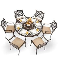 9-Piece Cast Aluminum Patio Furniture, Outdoor Dining Sets for 8 Include 87" Rectangular Patio Dining Table and 8 Stackable Chairs with Cushions & Umbrella Hole (Bronze)