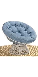 Bme 40" Ergonomic Wicker Papasan Chair with Soft Thick Density Fabric Cushion, High Capacity Steel Frame, 360 Degree Swivel for Living, Bedroom, Reading Room, Lounge, Sepia Sand - Brown Base