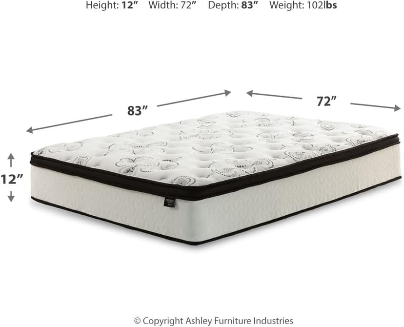 Signature Design by Ashley California King Size Chime 12 Inch Medium Firm Hybrid Mattress with Cooling Gel Memory Foam for Pressure Relief