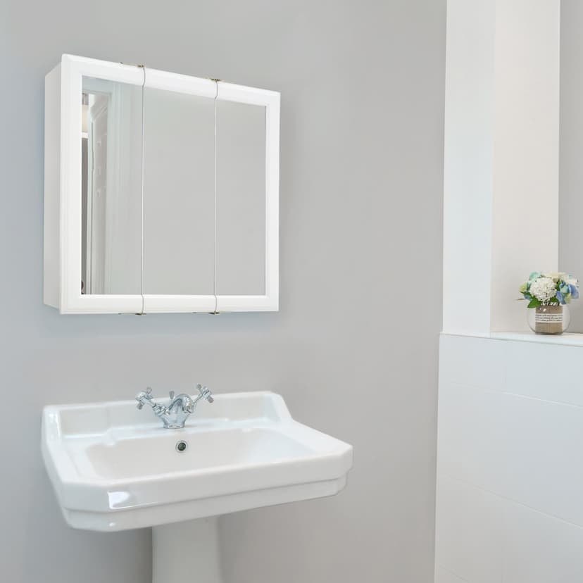Design House 24 Inch Bathroom Medicine Cabinet, Wall Mounted, 3 Mirror, Doors White, 535849-WHT