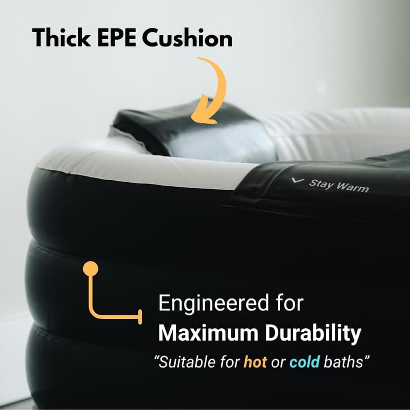 Alaskey® Portable Inflatable Bathtub – Foldable & Freestanding Soaking Tub for Adults – Durable, Space-Saving, Easy to Store – Home Spa & Relaxation