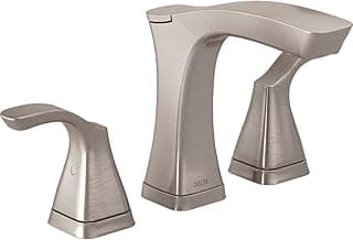 DELTA FAUCET Tesla Widespread Bathroom Faucet Brushed Nickel, Bathroom Faucet 3 Hole, Diamond Seal Technology, Metal Drain Assembly, Stainless 3552-SSMPU-DST