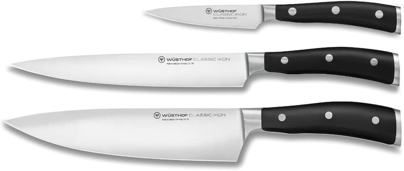 WÜSTHOF Classic Ikon 3-Piece Chef's Knife Set, Black