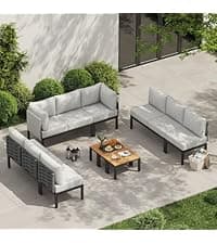 43" Propane Fire Pit Table Outdoor Stone Firepit Table Rectangular 50000 BTU Propane Fire Tables for Outside Patio with Wind Guard, Table Lid, Fire Beads, Cover,Pizzello Caldo (Buff)