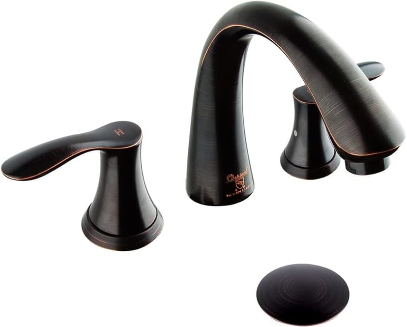8 Inch Two Handle Bathroom Faucet Widespread Oil Rubbed Bronze, Oakland Bronze Bathroom Faucet for Sink 3 Hole Brass Lavatory Faucet Lead-Free with Pop Up Drain Supply Line, KSB8232
