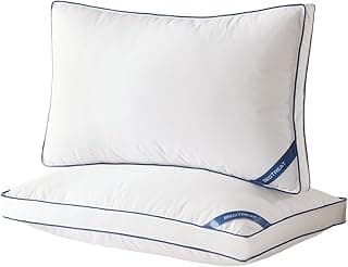 BedTreat Goose Down Pillows Queen Size Set of 2,Hotel Feather Pillows with Organic Cotton Cover,Medium Firm Bed Pillows for Side,Stomach and Back Sleepers,Luxury,Breathable(20X28)