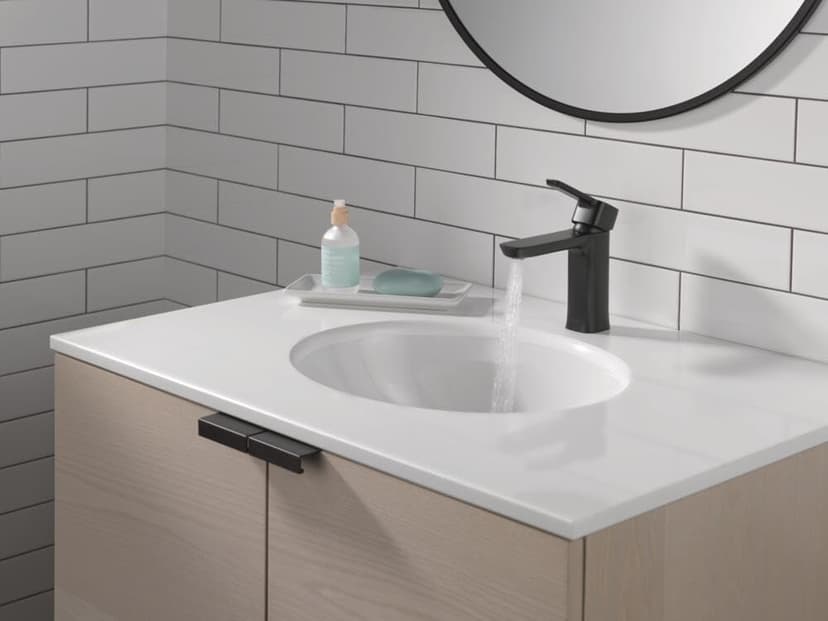 Delta 581LF-BLGPM-PP Modern Bathroom Faucet, 1.0 GPM Water Flow, Matte Black