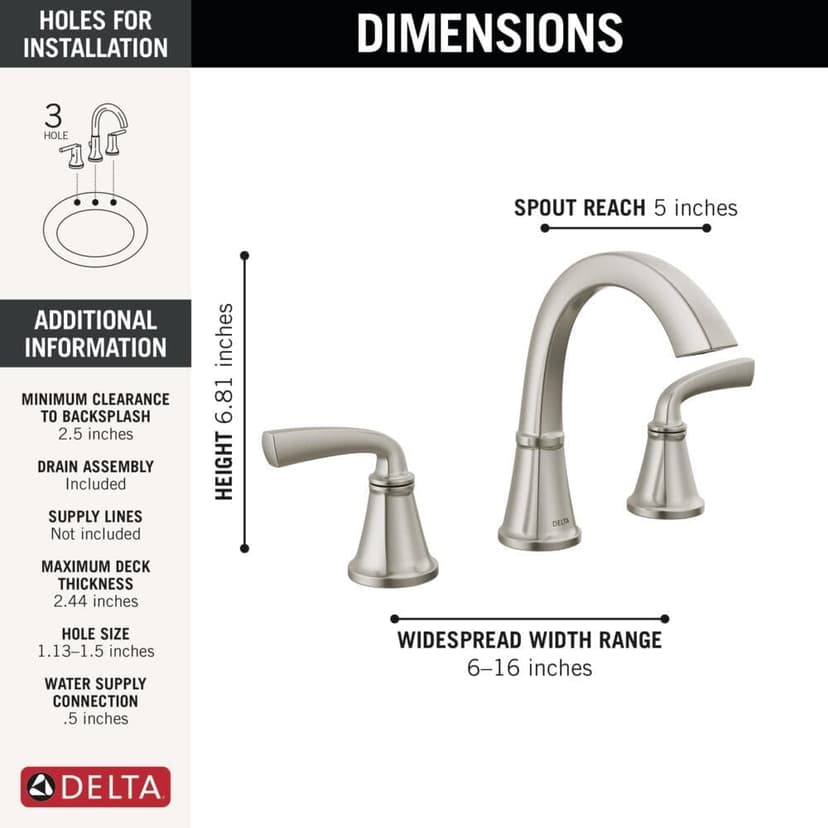 Delta 35864LF-SP Geist Bathroom Faucet, SpotShield Brushed Nickel