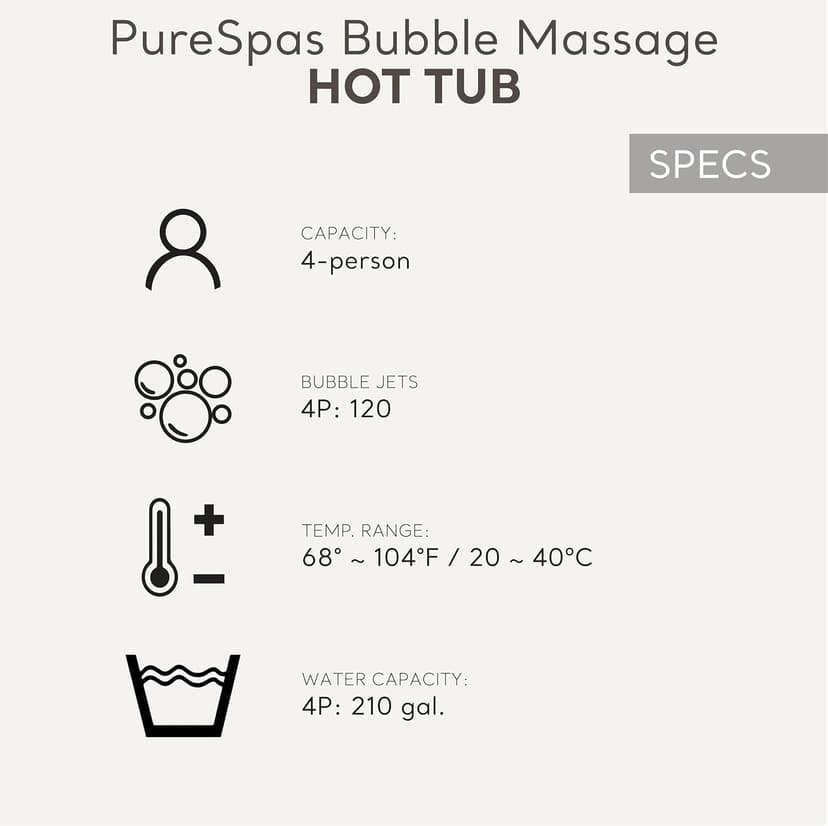 Intex 28425EH PureSpa Bubble Massage Spa Set Outdoor Inflatable Portable Hot Tub, Includes Energy Efficient Spa Cover, Saltwater System Ready, 4 Person, 77in x 28in