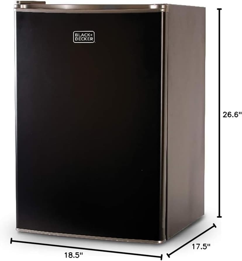 BLACK+DECKER BCRK25B Compact Refrigerator Energy Star Single Door Mini Fridge with Freezer, 2.5 Cubic Feet, Black
