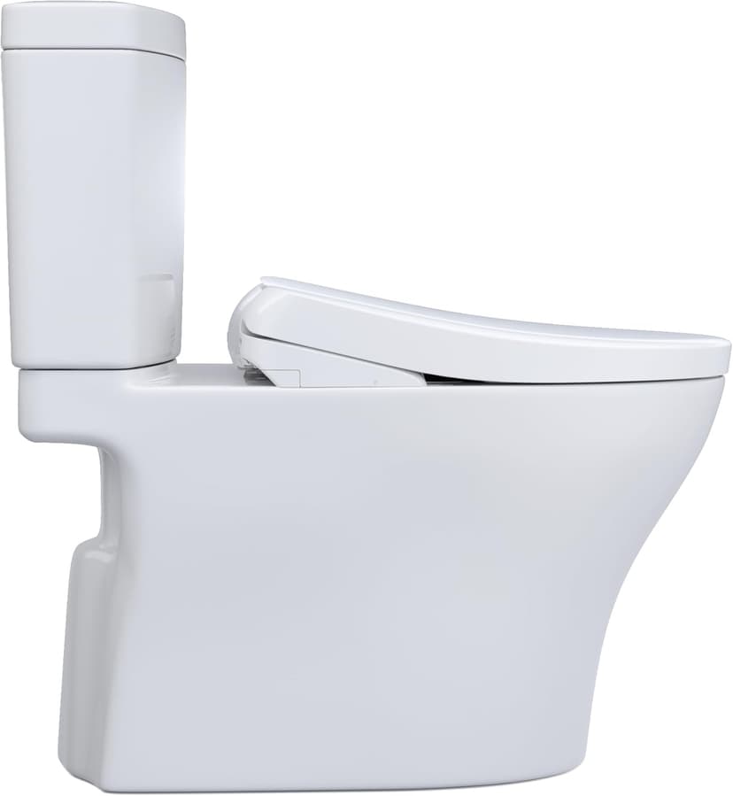 TOTO WASHLET+ Aquia IV Two-Piece Elongated Dual Flush 1.28 and 0.9 GPF Toilet and with Auto Flush S7A Contemporary Bidet Seat, Cotton White - MW4464736CEMGNA#01