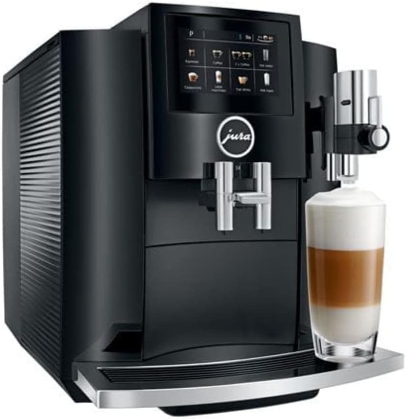Jura S8 Automatic Coffee and Espresso Machine with 4.3-Inch Touchscreen Color Display, Automatic Filter Detection, and Programmable Coffee Strength (Piano Black, Renewed)