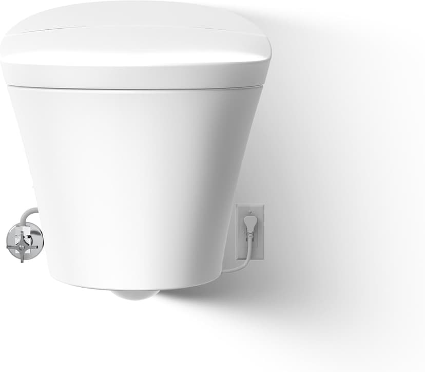 KOHLER 5402-0 Veil Smart Toilet with Auto Open & Close, One-Piece Wall-Hung Elongated Intelligent Bidet Toilet with Heated Seat and Dual-Flush, White