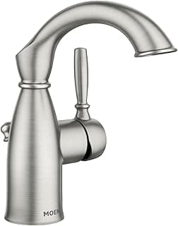 Moen Sarona Spot Resist Brushed Nickel One-Handle Single Hole Rustic Farmhouse Bathroom Sink Faucet with Optional Deckplate, 84144SRN